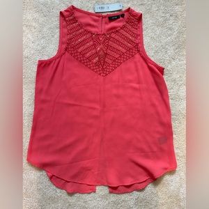 Apt 9 embroidered coral tank top. Size M